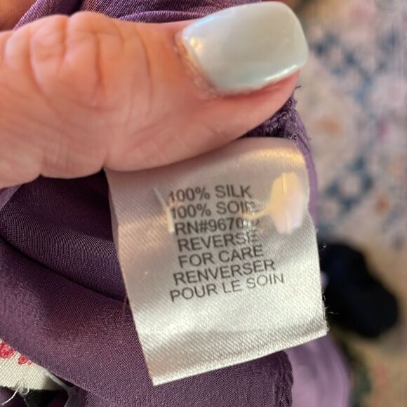 Rebecca Taylor Purple Silk Floral Appliqué Blouse size 8 - Picture 8 of 8